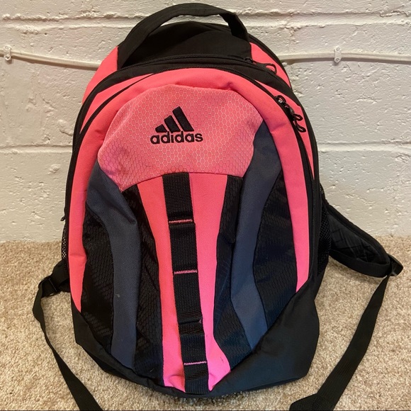 Adidas large pink and black backpack